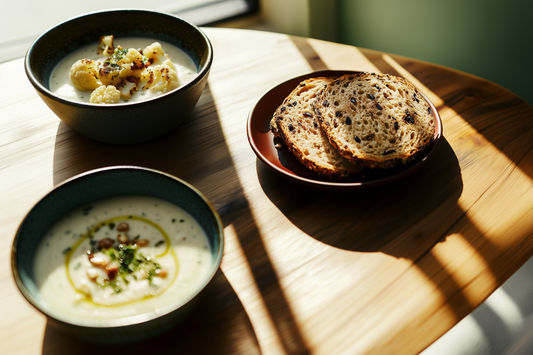Quinoarolle & Blumenkohl-Suppe mit Parmesan