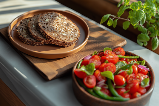 Superrolle & Bohnensalat mit Kirschtomaten und Basilikum